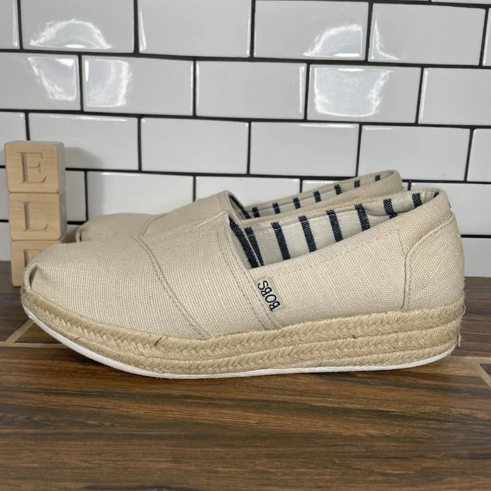 Skechers BOBS Highlights 2.0 Fairy Duster Womens Sz 10 Shoes Natural Espadrilles